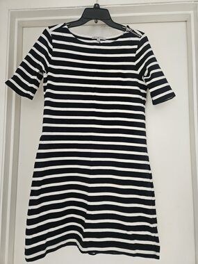 GAP Black and White Striped Midi Dress